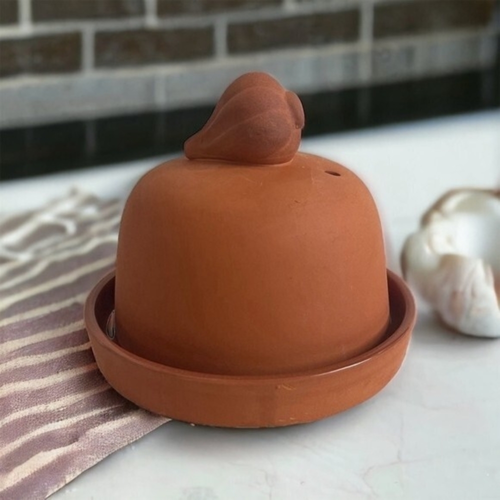 Vintage Progressive International Terra Cotta Onion Garlic Roaster Pot 5" NIB
